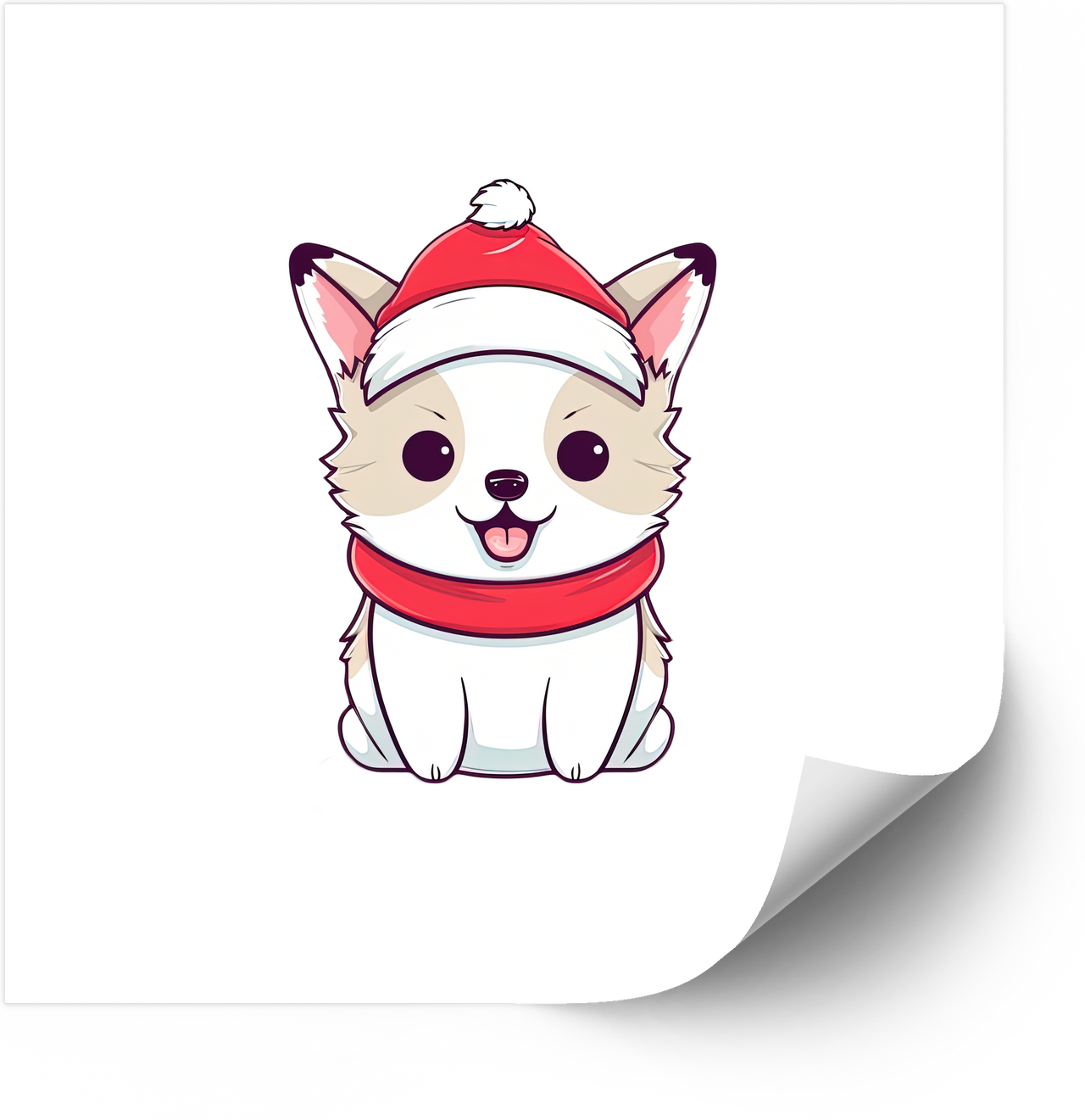 Kawaii Christmas Corgi Sticker | Cute Holiday Dog Santa Hat Vinyl Decal
