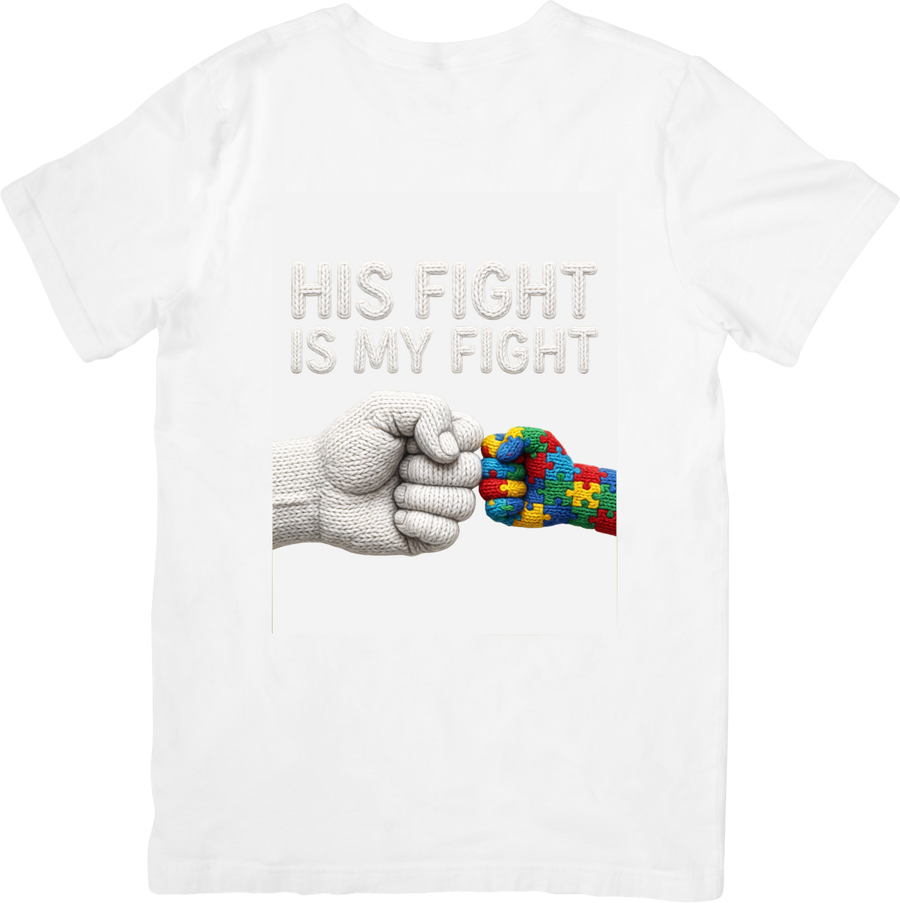 His Fight Is My Fight Autism Awareness T-Shirt | Minimalist Puzzle Piece Graphic Tee | Autism Gift