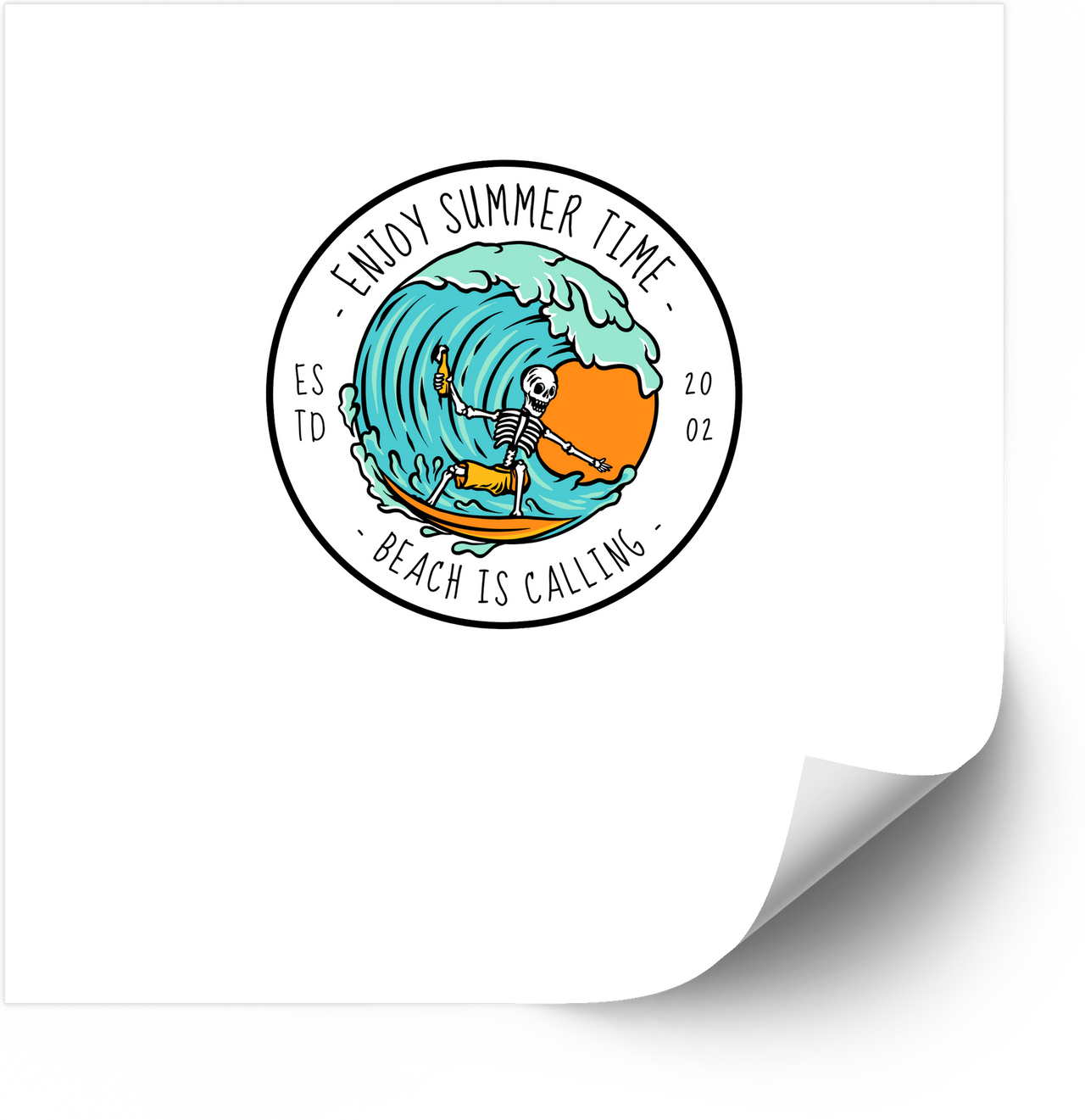 Enjoy Summer Time Beach Is Calling Surfer Sticker | Retro Tropical Vinyl Decal