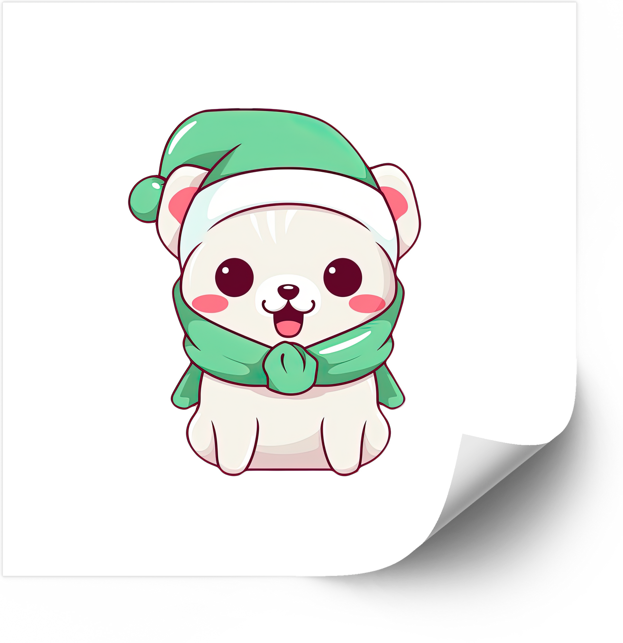 Kawaii Christmas Bear Sticker | Cute Holiday Polar Bear Vinyl Decal