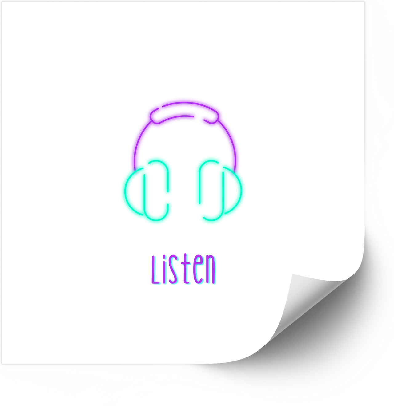 Listen Neon Headphones Sticker | Y2K Music Vinyl Decal