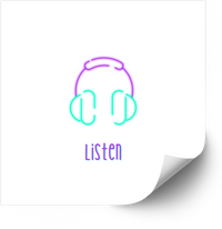 Thumbnail for Listen Neon Headphones Sticker | Y2K Music Vinyl Decal