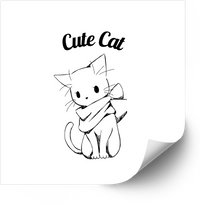 Thumbnail for Cute Cat Sketch Sticker | Minimalist Kawaii Kitten Vinyl Decal