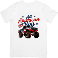 Thumbnail for All American Boy Monster Truck T-Shirt | Patriotic Fourth Of July Graphic Tee | USA Kid Gift