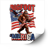 Thumbnail for Bigfoot Merica Guitar Sticker | Patriotic Funny Sasquatch Vinyl Decal