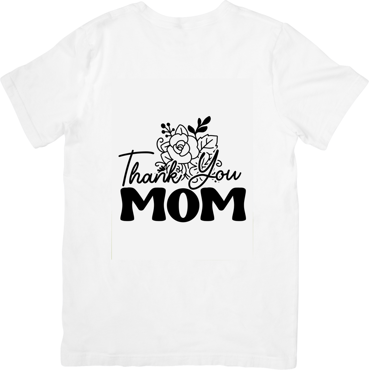 Thank You Mom Floral T-Shirt | Minimalist Botanical Graphic Tee | Mother's Day Gift