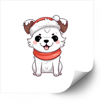 Thumbnail for Kawaii Christmas Puppy Sticker | Cute Holiday Dog Santa Hat Vinyl Decal